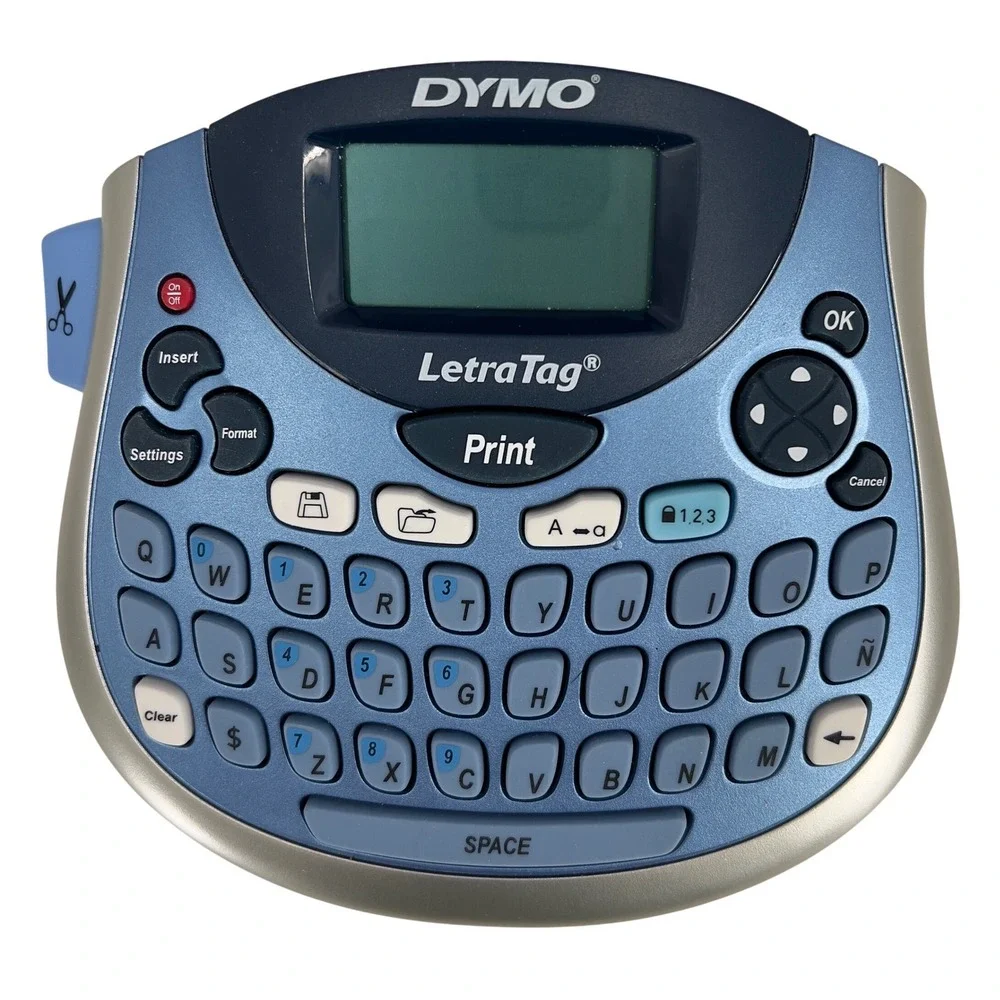 DYMO LetraTag LT-100T Label Maker Blue QWERTY Thermal Printer Manual Tape Tested